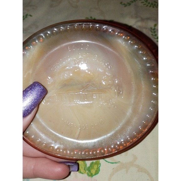 Boyd Honey Slag Crystal Art Glass Ohio 4 Inch Oval Plate - Picture 3 of 6